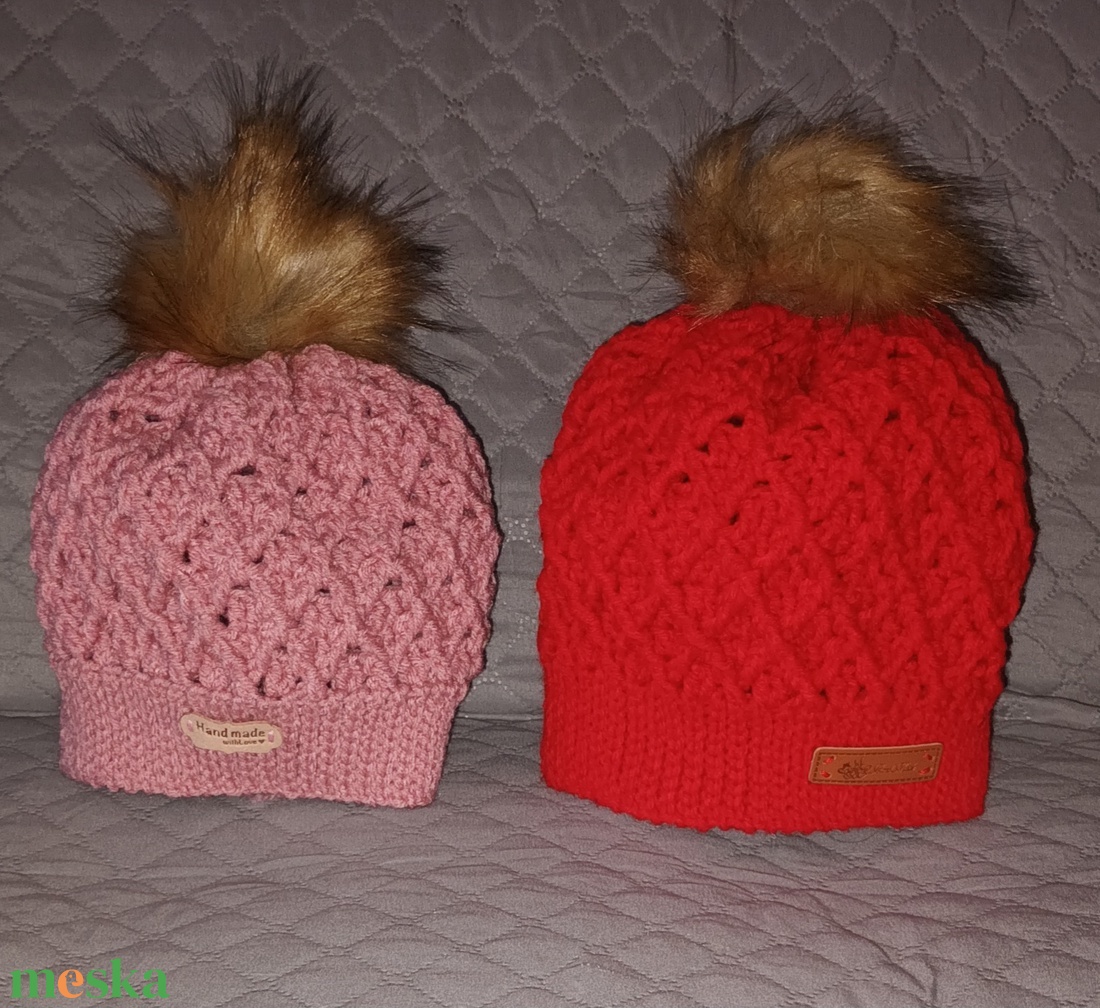 Anya lánya horgolt sapka szett - ruha & divat - sál, sapka, kendő - sapka - Meska.hu