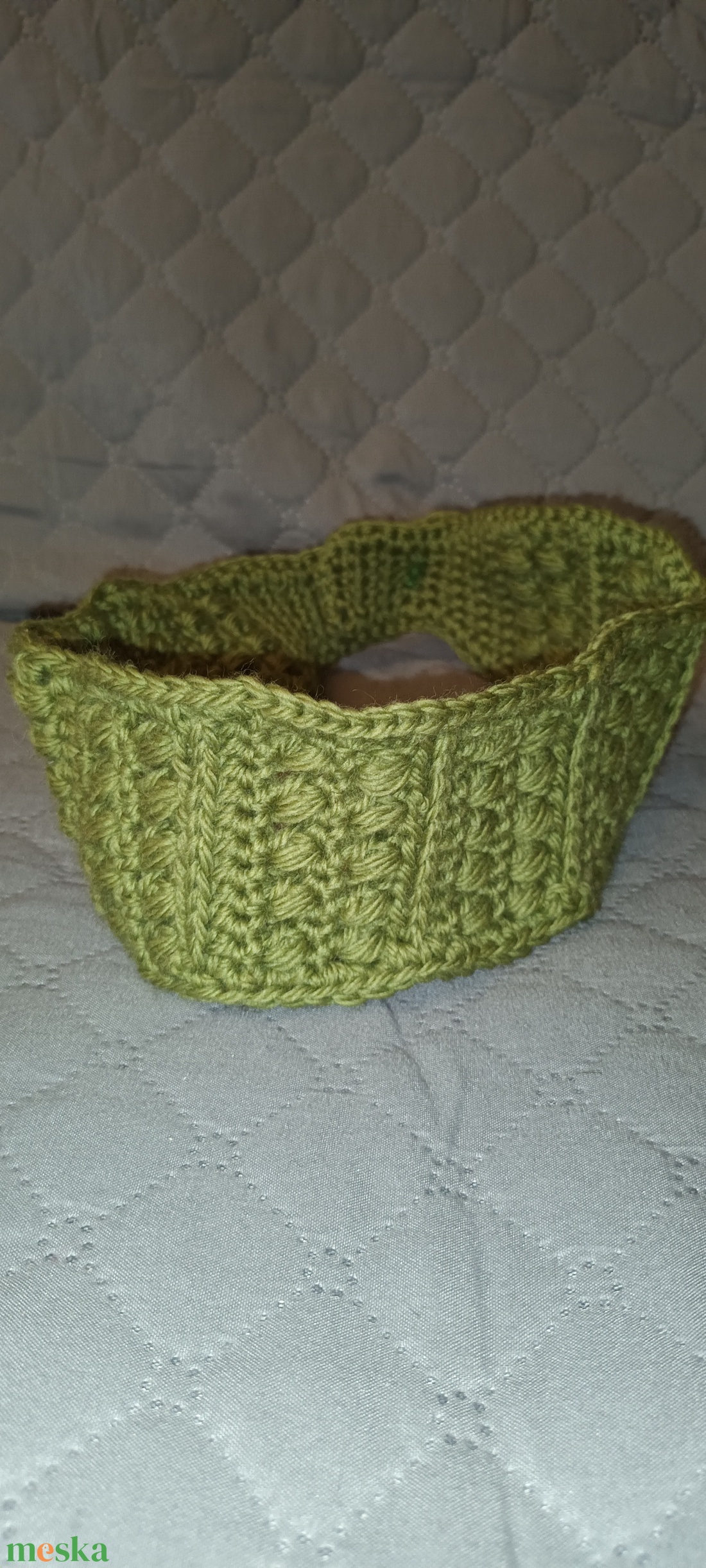 Fejpánt zöld gombos - ruha & divat - sál, sapka, kendő - fejpánt - Meska.hu