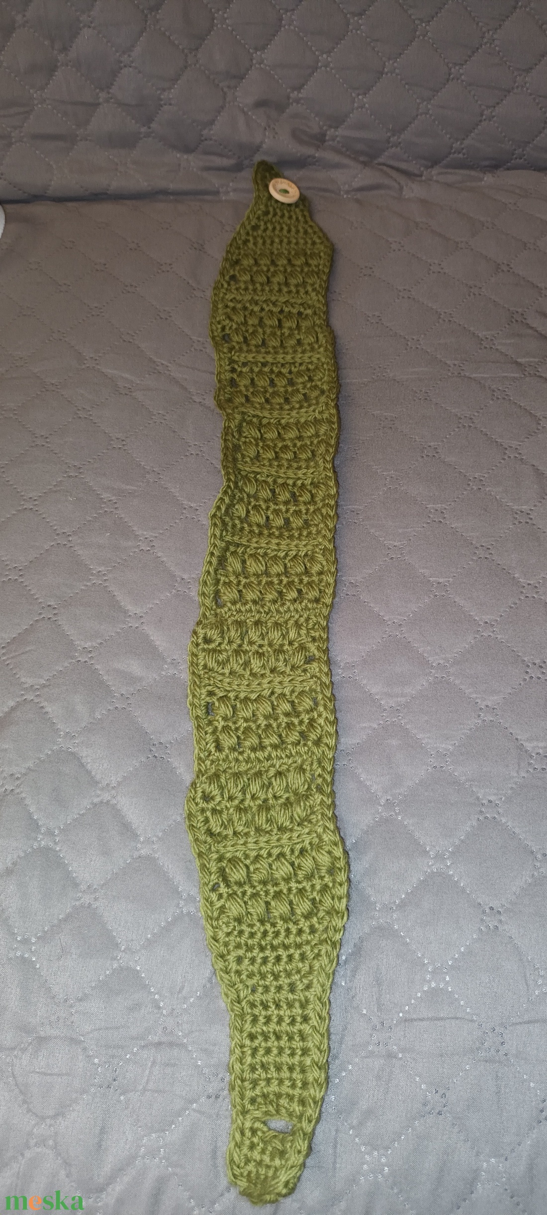 Fejpánt zöld gombos - ruha & divat - sál, sapka, kendő - fejpánt - Meska.hu