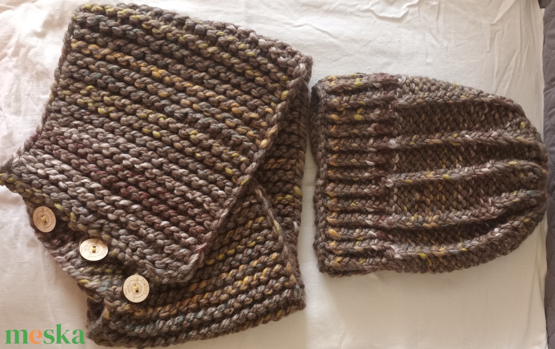 Sapka és nyakmelegítő kötött - ruha & divat - sál, sapka, kendő - fejpánt - Meska.hu