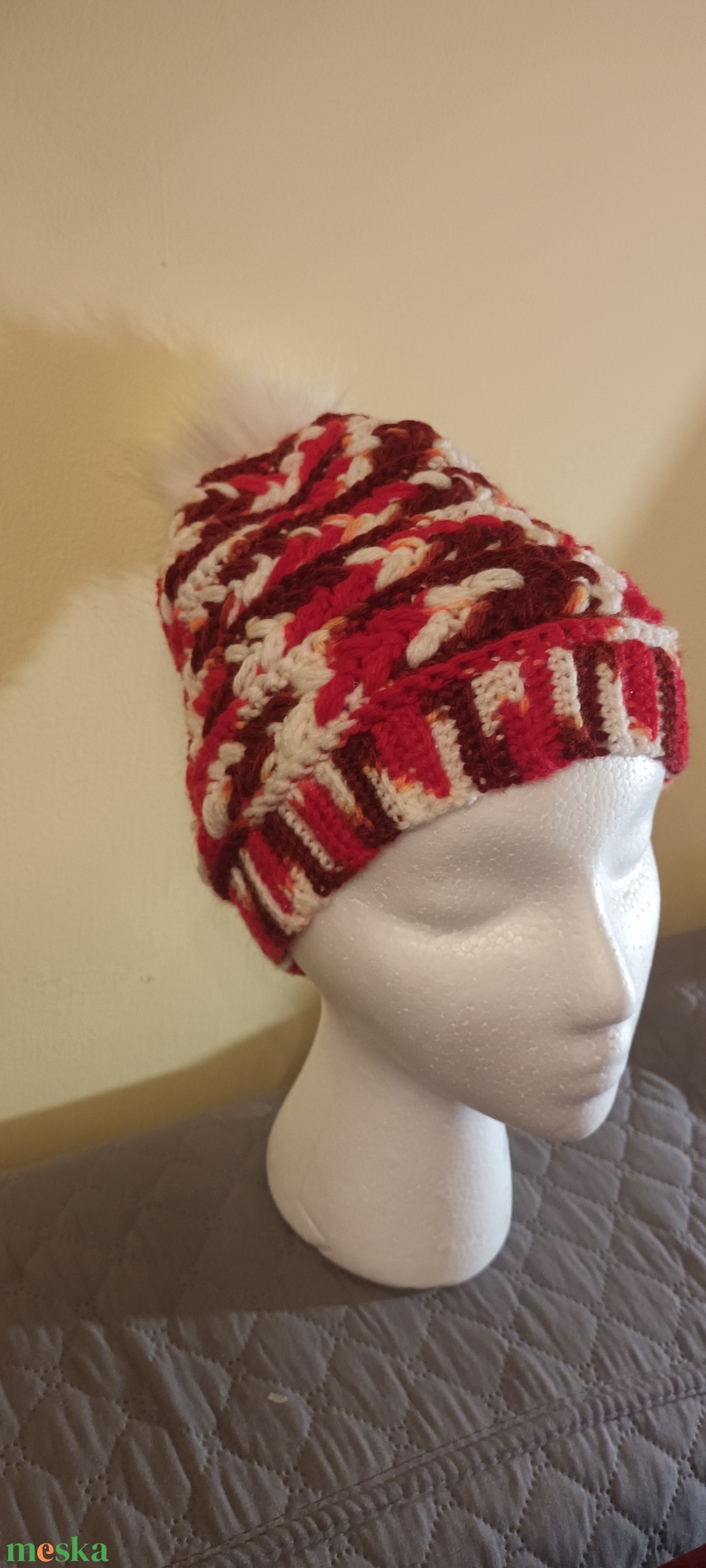Sapka piros - ruha & divat - sál, sapka, kendő - fejpánt - Meska.hu