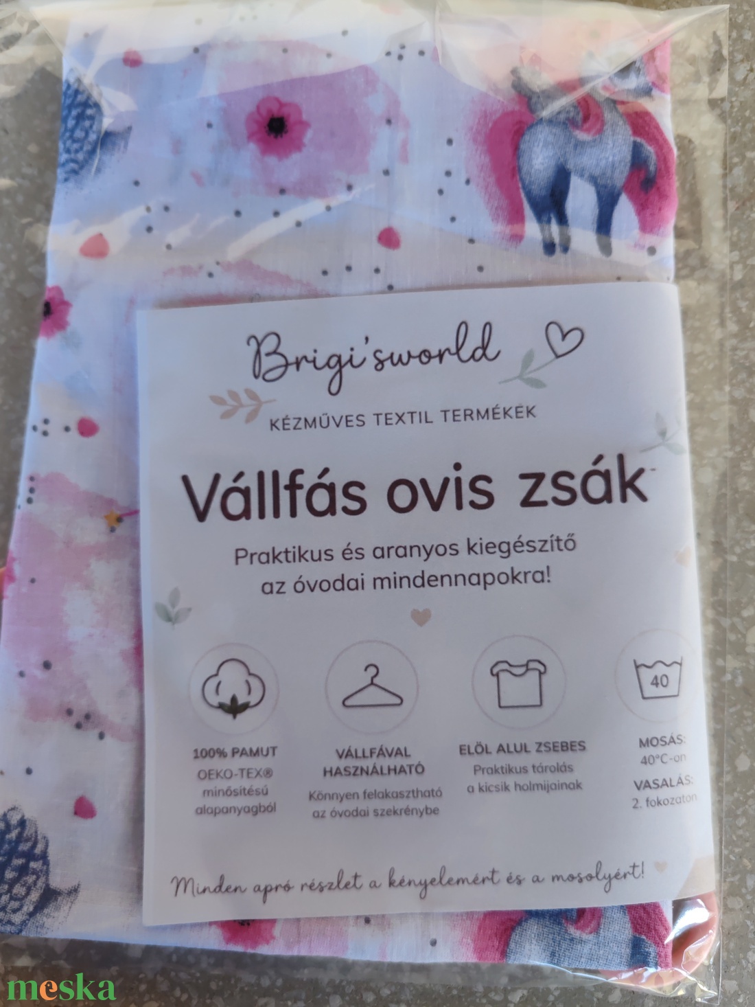 Vállfás oviszsák-unikornisos - játék & sport - ovis felszerelés - ovis zsák - Meska.hu