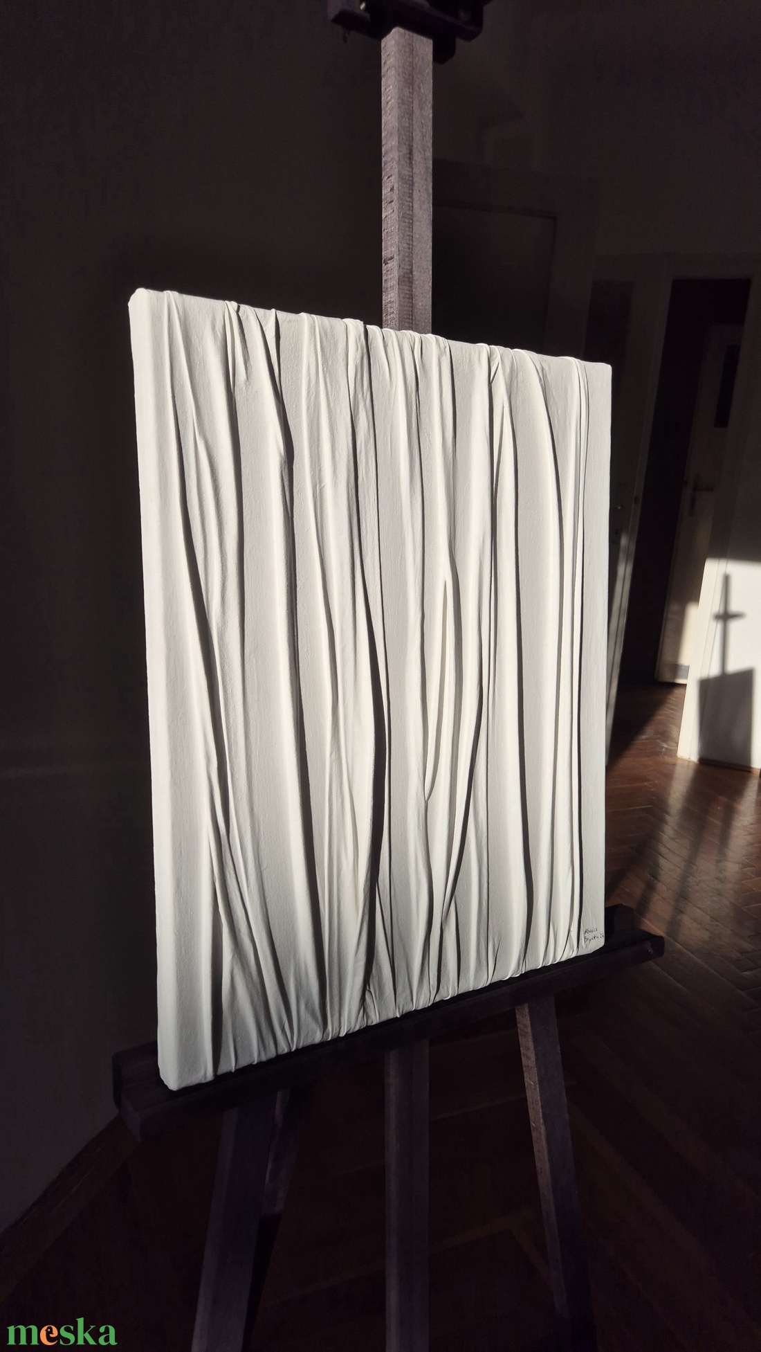 Fehér textúrált festmény - művészet - festmény - akril - Meska.hu