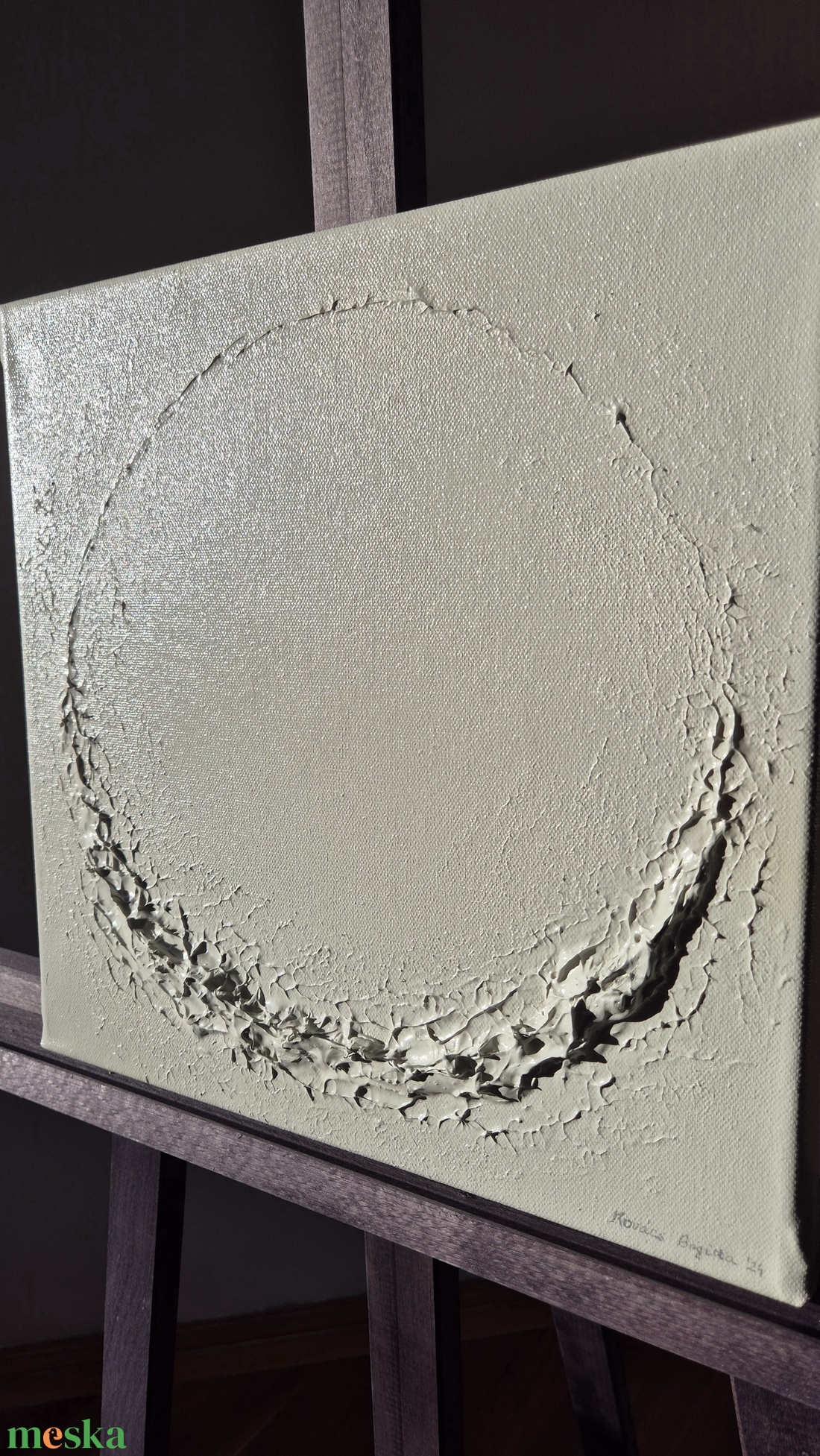 Szürke/beige minimalista textúrált absztrakt absztrakt festmény 30x30cm - művészet - festmény - akril - Meska.hu