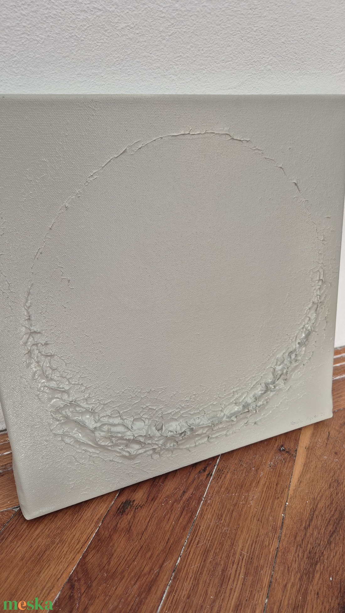 Szürke/beige minimalista textúrált absztrakt absztrakt festmény 30x30cm - művészet - festmény - akril - Meska.hu