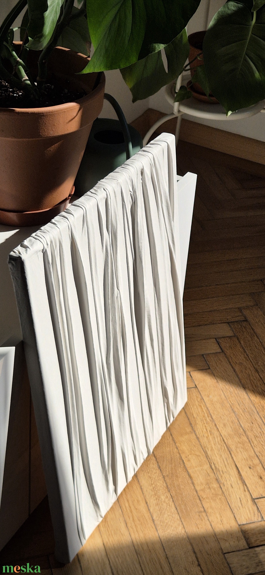 Fehér textúrált festmény - művészet - festmény - akril - Meska.hu