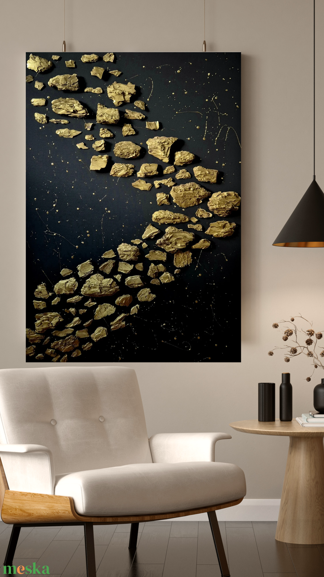 Fekete arany textúrált absztrakt festmény 70x100cm - művészet - festmény - akril - Meska.hu Fekete arany textúrált absztrakt festmény 70x100cm - művészet - festmény - akril - Meska.hu