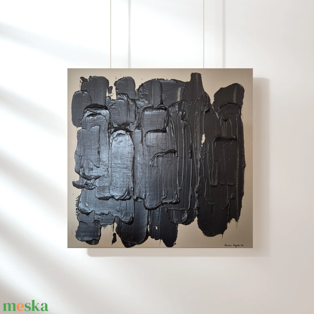 40x40cm Fekete bézs textúrált absztrakt festmény - művészet - festmény - akril - Meska.hu 40x40cm Fekete bézs textúrált absztrakt festmény - művészet - festmény - akril - Meska.hu