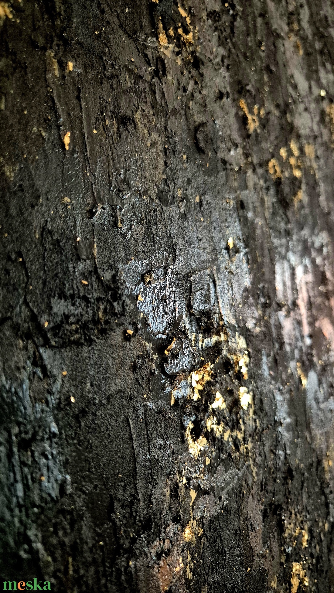 Fekete arany textúrált absztrakt festmény  - művészet - festmény - akril - Meska.hu