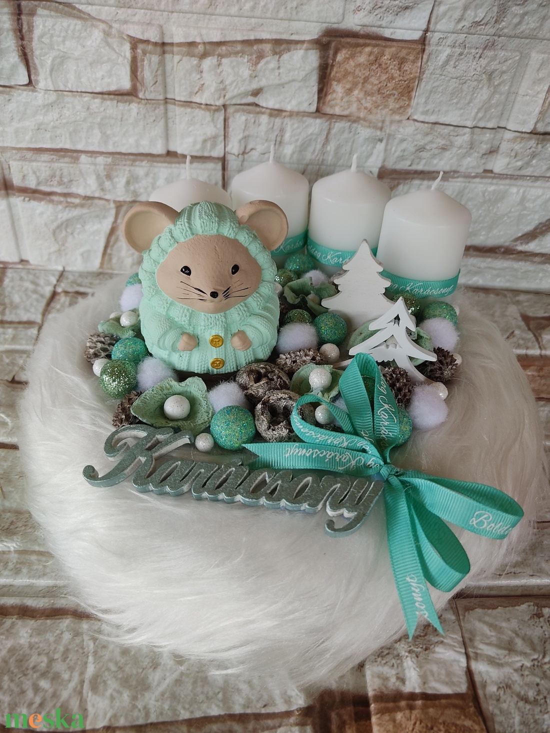 Mentás egérkés Adventi koszorú - karácsony - adventi díszek - adventi koszorú - Meska.hu