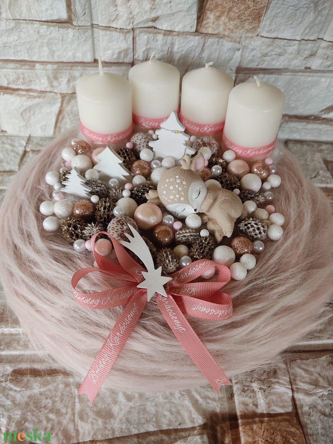 Alvó őzikés Adventi koszorú - karácsony - adventi díszek - adventi koszorú - Meska.hu