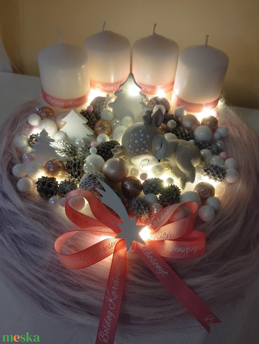 Alvó őzikés Adventi koszorú - karácsony - adventi díszek - adventi koszorú - Meska.hu
