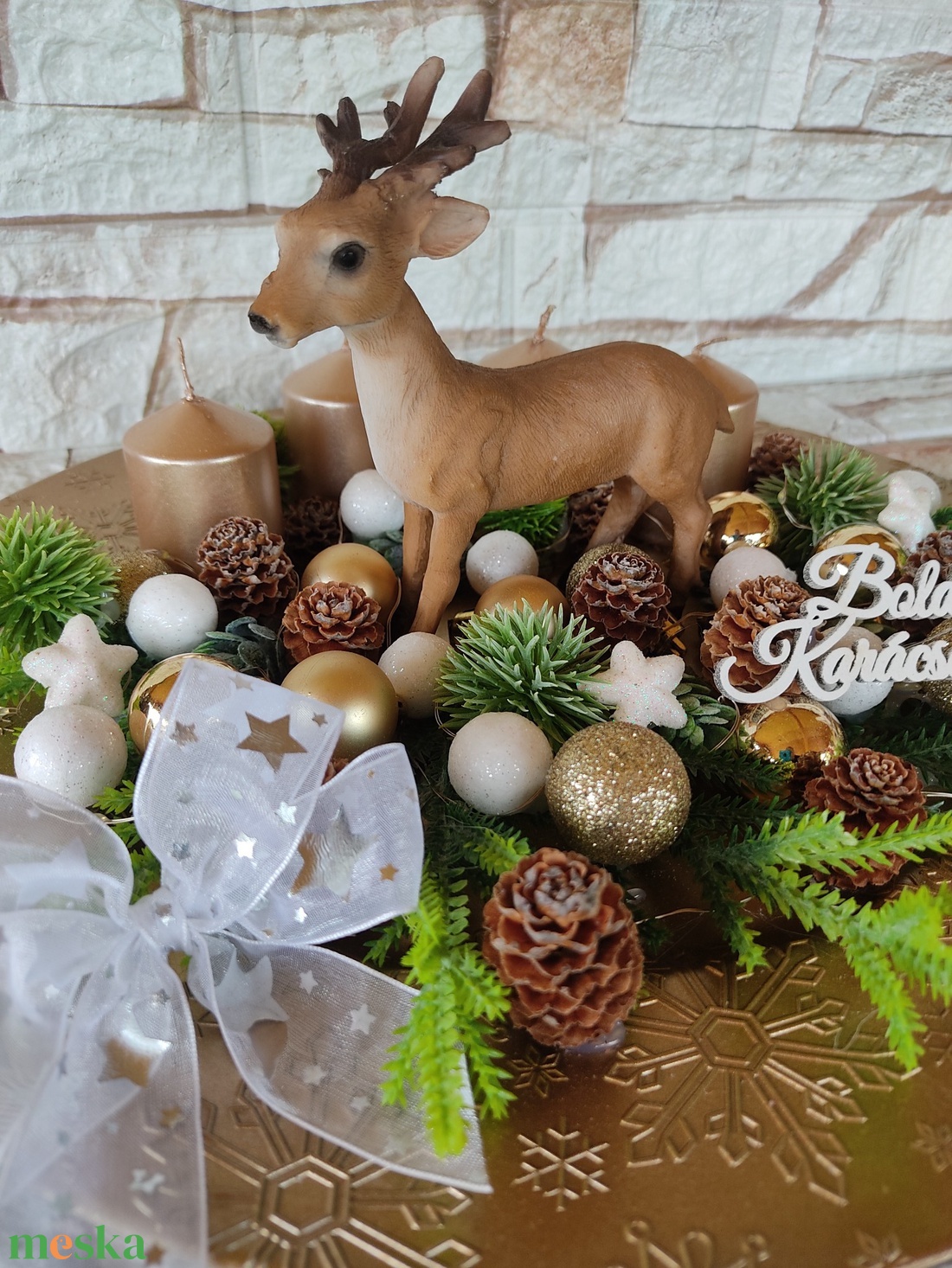 Szarvas Adventi koszorú - karácsony - adventi díszek - adventi koszorú - Meska.hu