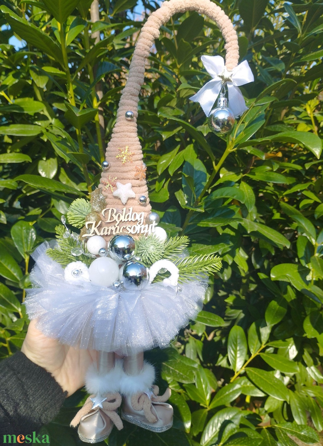 Bézs színű Manófa - karácsony - karácsonyi lakásdekoráció - karácsonyi manók, figurák - Meska.hu