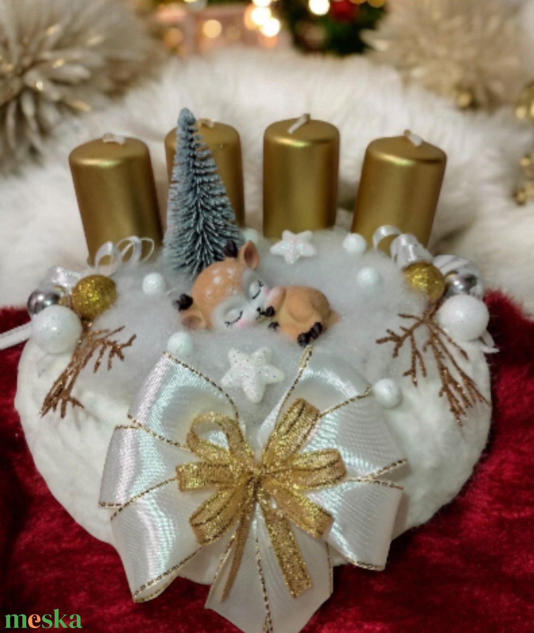 Alvó őzikés adventi - karácsony - adventi díszek - adventi koszorú - Meska.hu