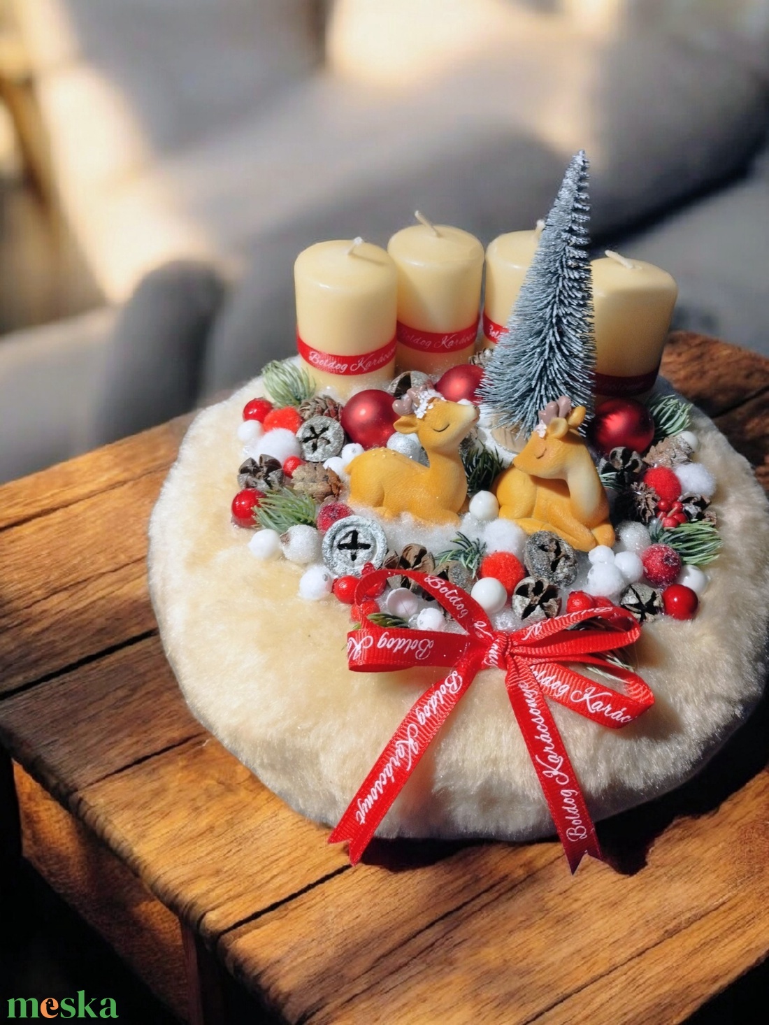 Őzike p�r adventi koszorú - karácsony - adventi díszek - adventi koszorú - Meska.hu