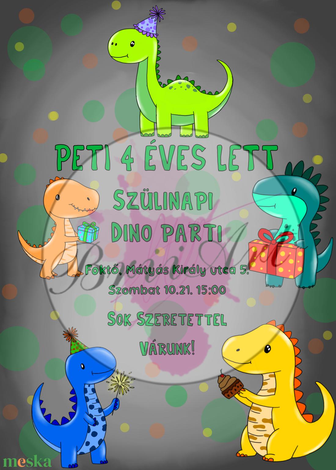 Születésnapi meghívó - otthon & életmód - papír, írószer - ajándékozás kellékei - meghívó - Meska.hu