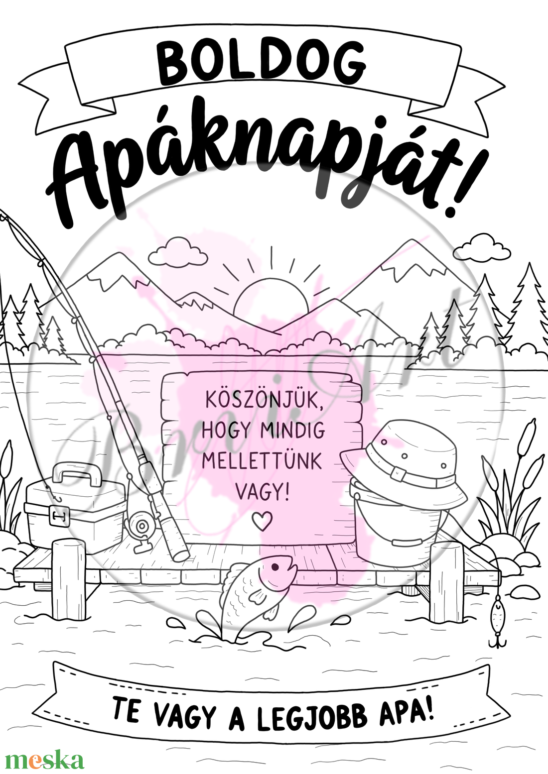 Apáknapi horgászos színező - művészet - grafika & illusztráció - digitális - Meska.hu