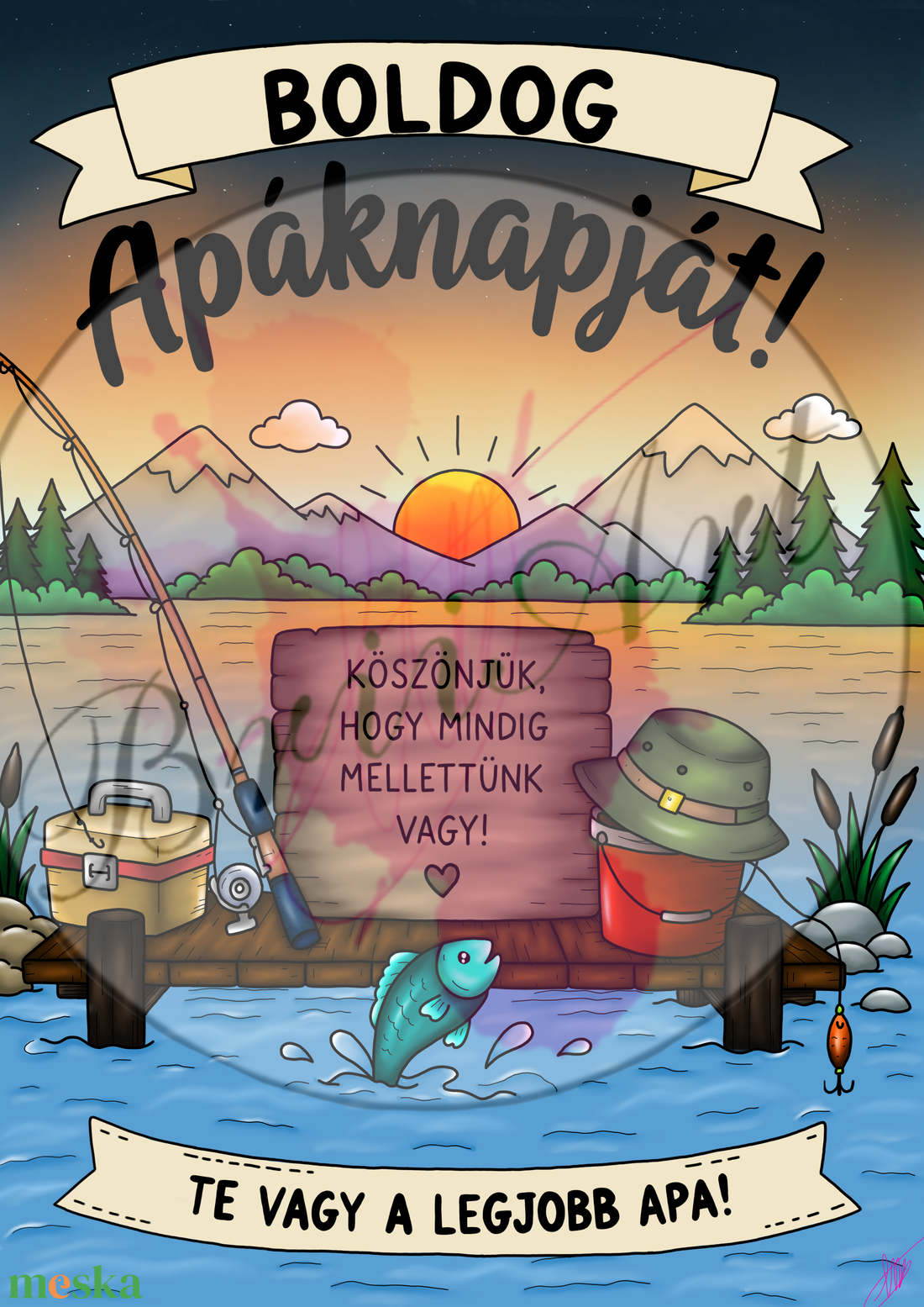 Apák napi poszter horgász - művészet - grafika & illusztráció - digitális - Meska.hu