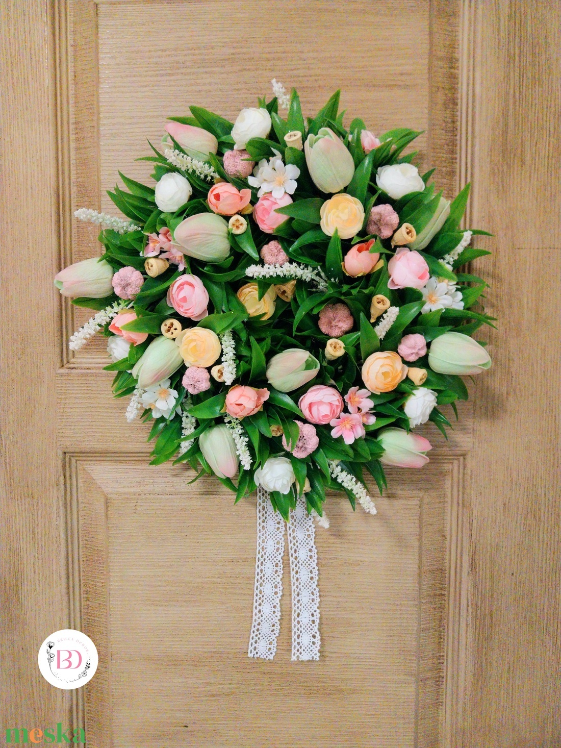 Tavaszi tulipános ajtódísz  - otthon & életmód - dekoráció - ajtó- és ablak dekoráció - ajtódísz & kopogtató - Meska.hu