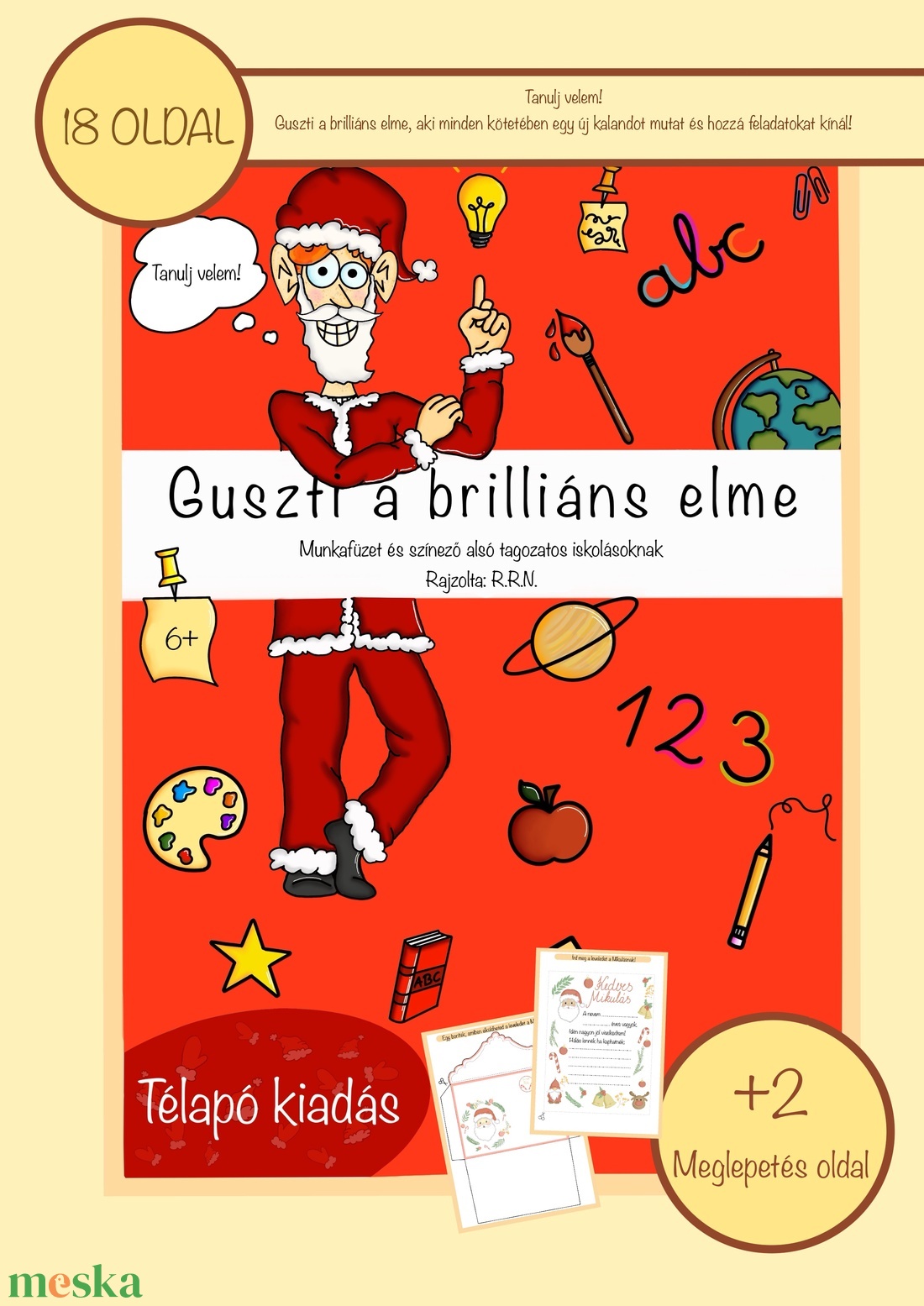 Guszti a brilliáns elme, digitális fejlesztő munkafüzet és színező 6-7 éves kis felfedezőknek (MIKULÁS kiadás) - művészet - grafika & illusztráció - digitális - Meska.hu