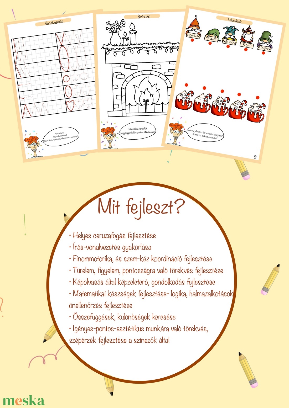 Guszti a brilliáns elme, digitális fejlesztő munkafüzet és színező 6-7 éves kis felfedezőknek (MIKULÁS kiadás) - művészet - grafika & illusztráció - digitális - Meska.hu