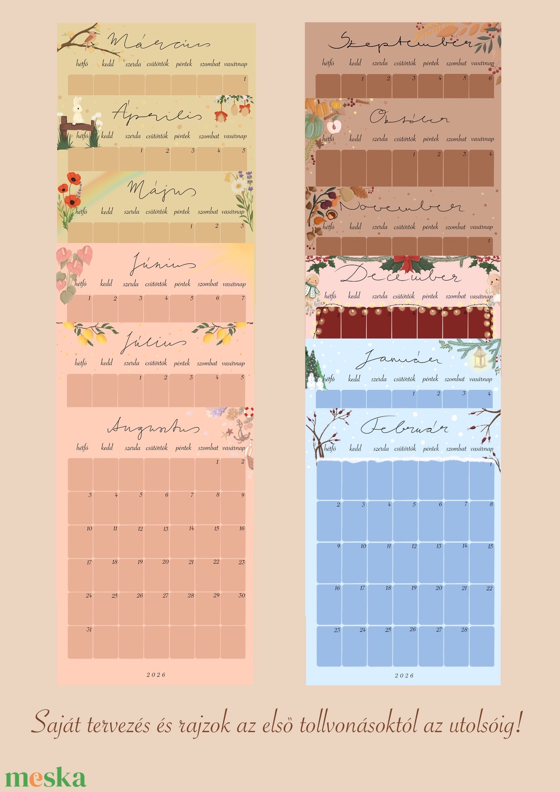 2026-os családi tervező - otthon & életmód - papír, írószer - naptár & tervező - Meska.hu