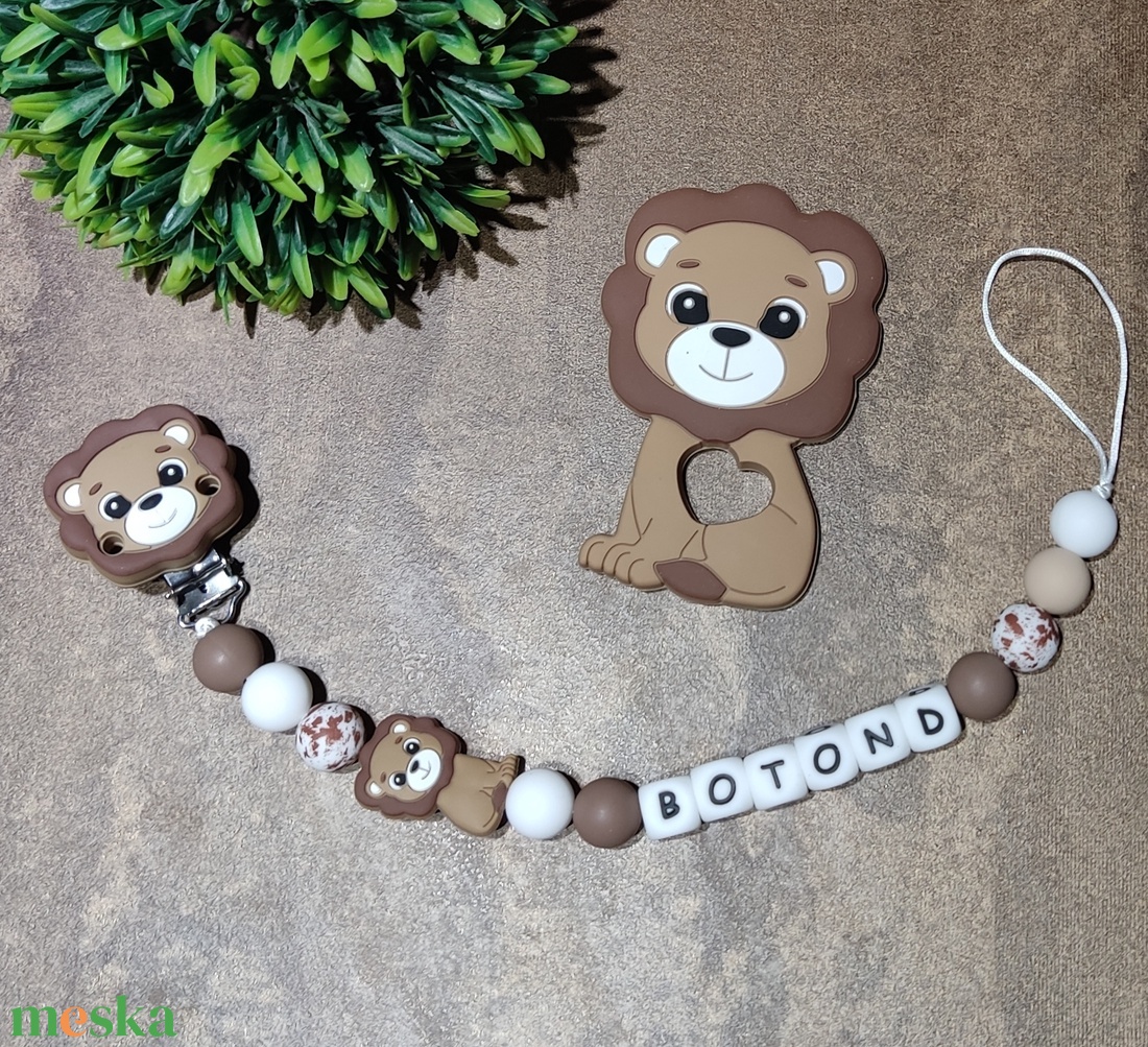 Oroszlános rágcsalánc/cumilánc  - baba - mama - baba játékok - cumilánc - Meska.hu