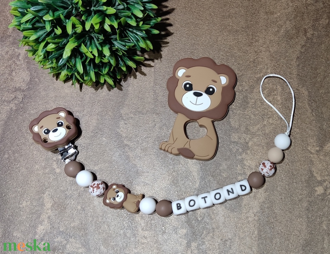 Oroszlános rágcsalánc/cumilánc  - baba - mama - baba játékok - cumilánc - Meska.hu