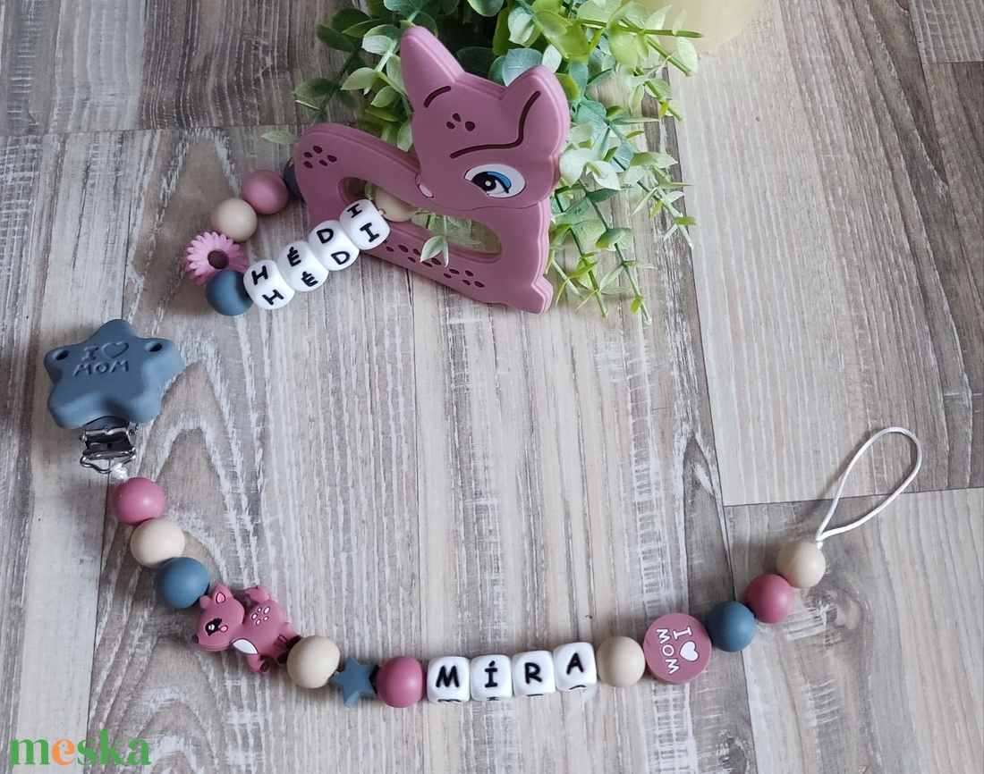 Őzikés szilikon cumilánc  - baba - mama - baba játékok - cumilánc - Meska.hu