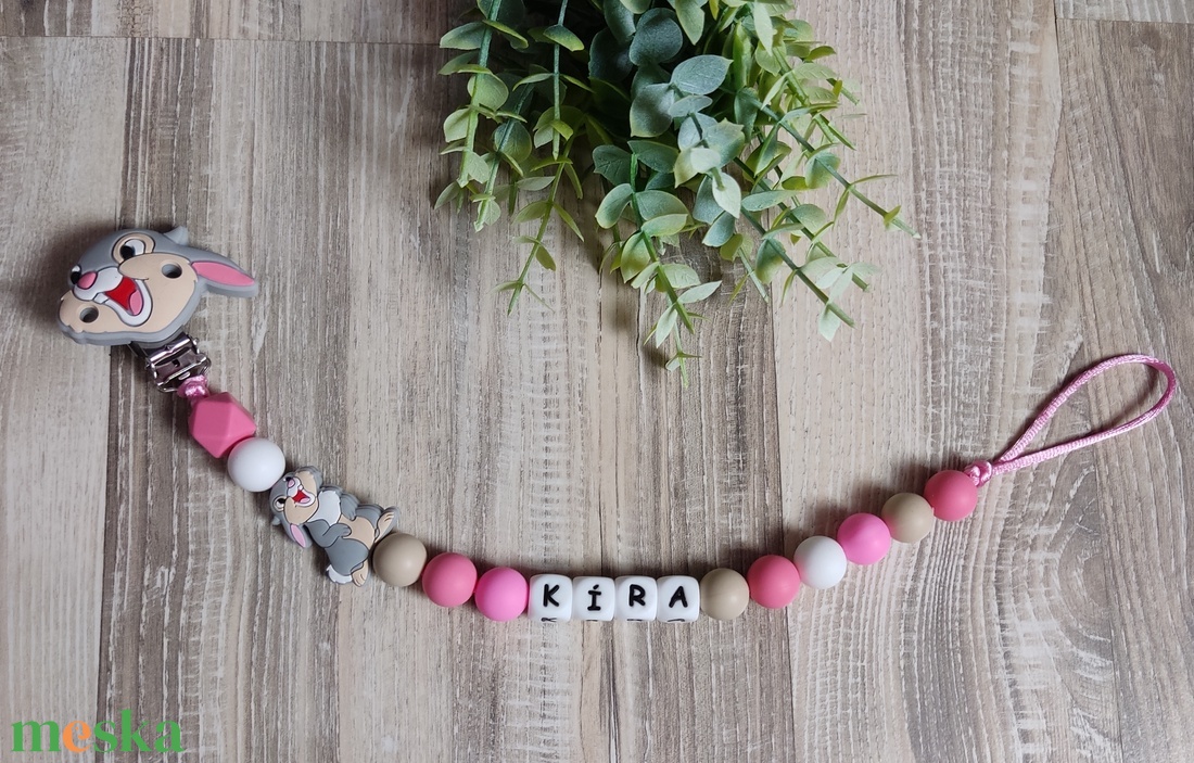 Nyuszis szilikon cumilánc rágókával  - baba - mama - baba játékok - cumilánc - Meska.hu