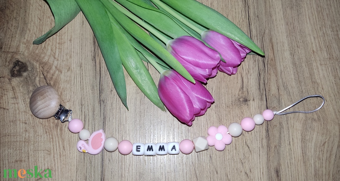 Flamingós egyedi szilikon cumilánc  - baba - mama - baba játékok - cumilánc - Meska.hu