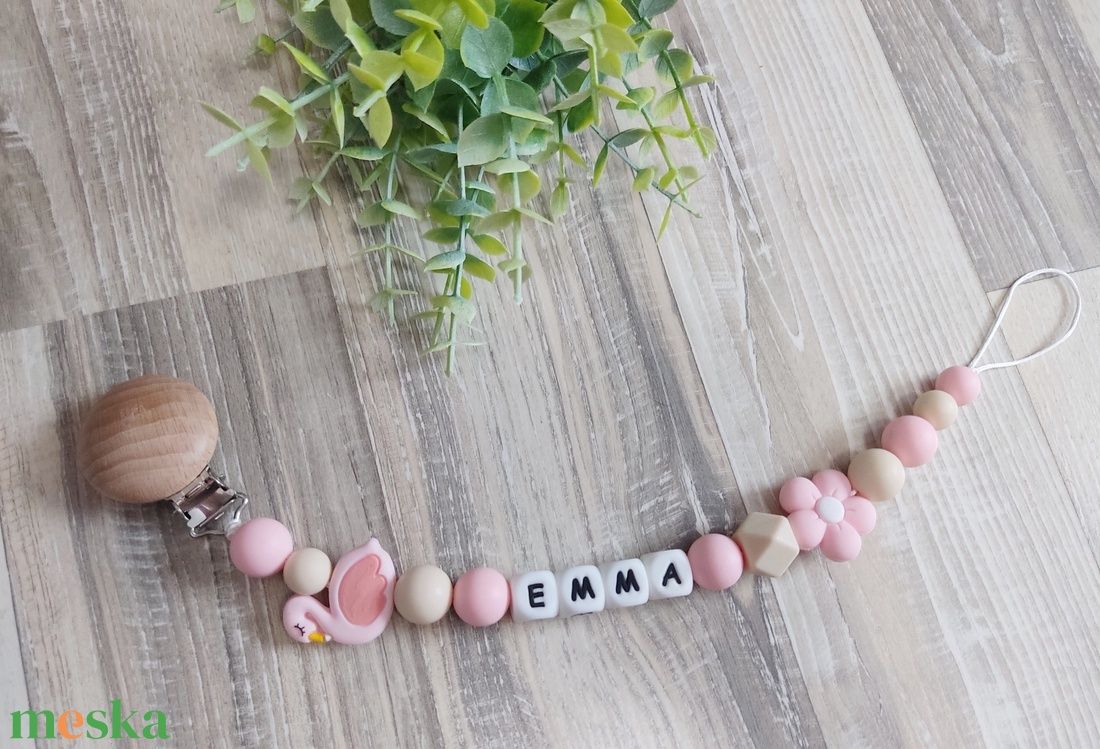 Flamingós egyedi szilikon cumilánc  - baba - mama - baba játékok - cumilánc - Meska.hu