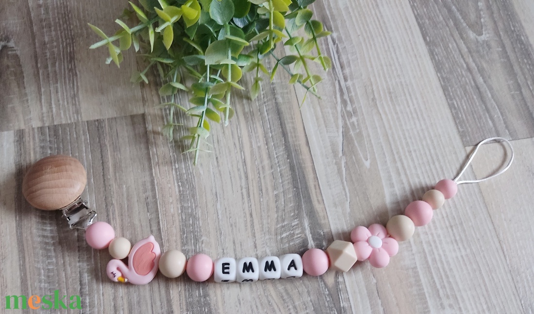 Flamingós egyedi szilikon cumilánc  - baba - mama - baba játékok - cumilánc - Meska.hu
