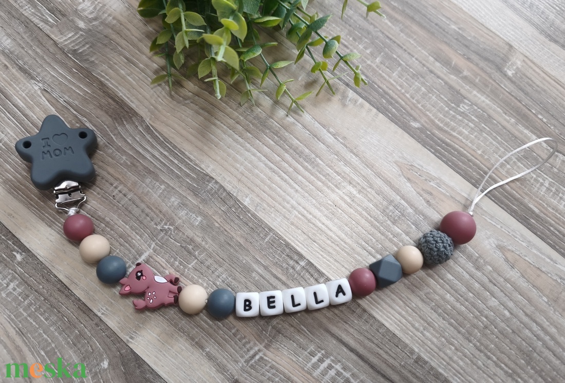 Őzikés egyedi cumilánc  - baba - mama - baba játékok - cumilánc - Meska.hu