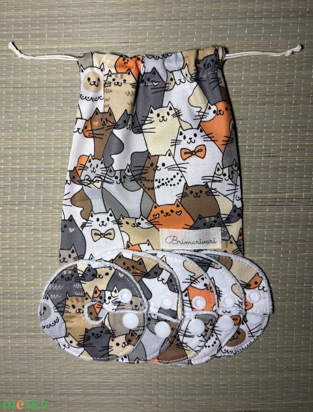 Mic-key button gyomorszondához alátét / g-tube covers barna cicás - szépségápolás - egészségmegőrzési kellékek - Meska.hu