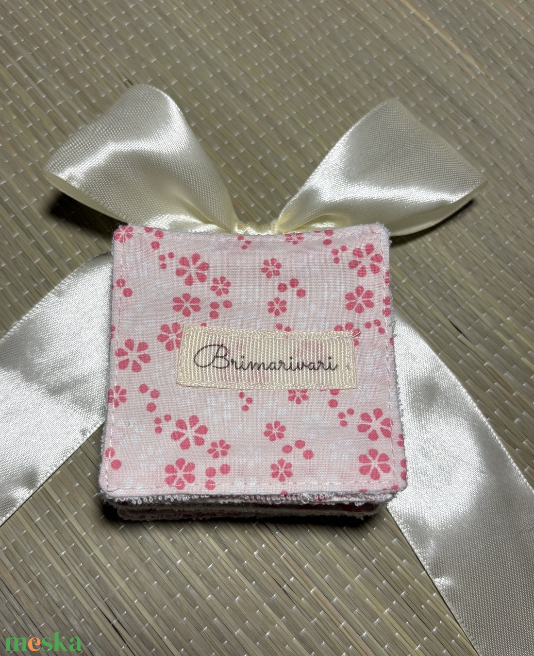 Arctisztító párna - rózsaszín vir�gok - szépségápolás - arcápolás - arctisztító korong - Meska.hu