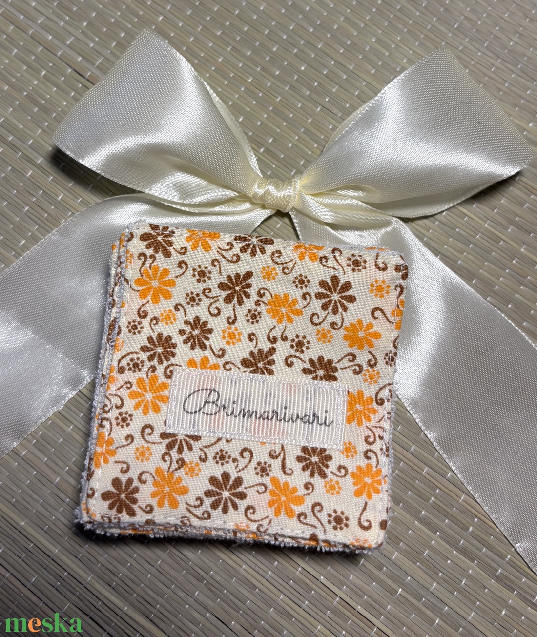 Arctisztító párna - narancs virágok - szépségápolás - arcápolás - arctisztító korong - Meska.hu