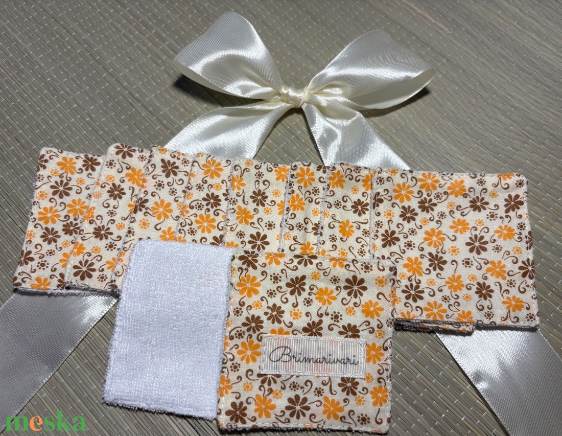 Arctisztító párna - narancs virágok - szépségápolás - arcápolás - arctisztító korong - Meska.hu