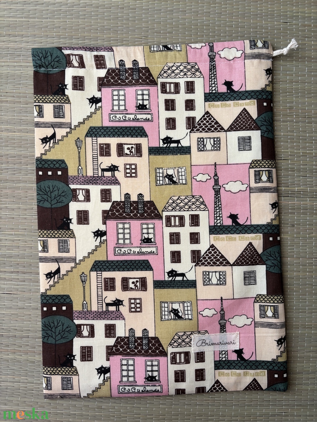 Nagy Kenyeres zsák - Rózsaszín ház (30x45 cm)  - táska & tok - bevásárlás & shopper táska - kenyeres zsák - Meska.hu