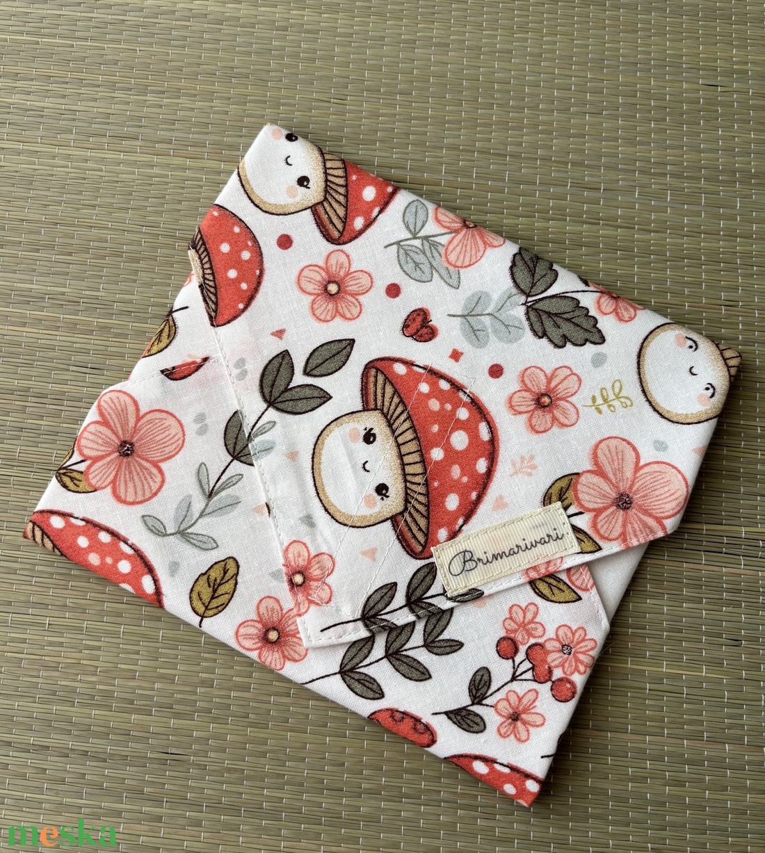 Gombás  újraszalvéta - táska & tok - uzsonna- & ebéd tartó - szendvics csomagoló - Meska.hu