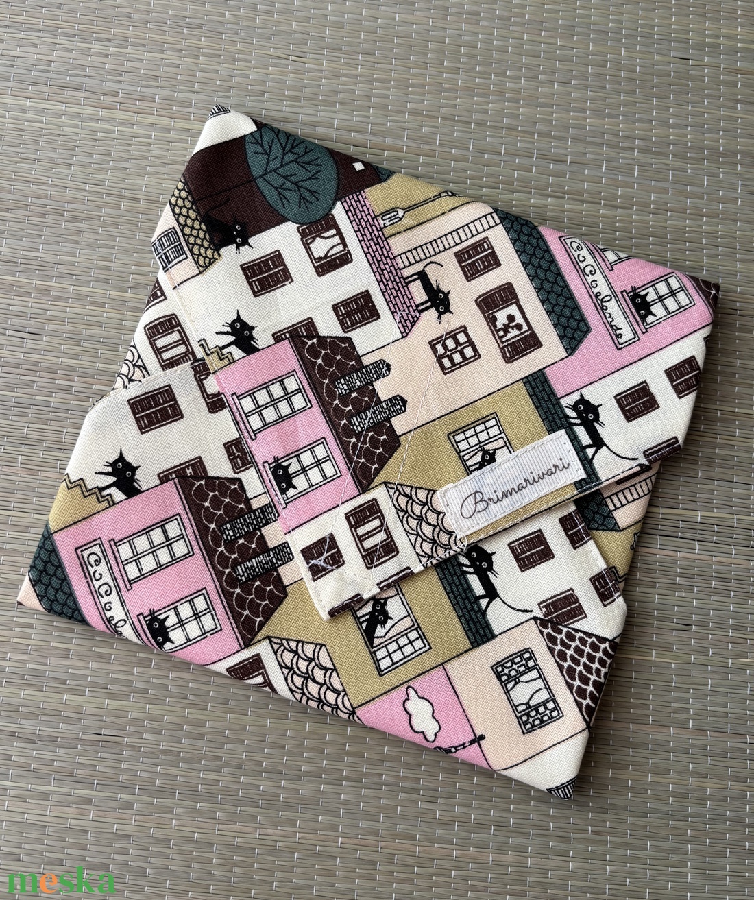 Rózsaszín házak  újraszalvéta - táska & tok - uzsonna- & ebéd tartó - szendvics csomagoló - Meska.hu