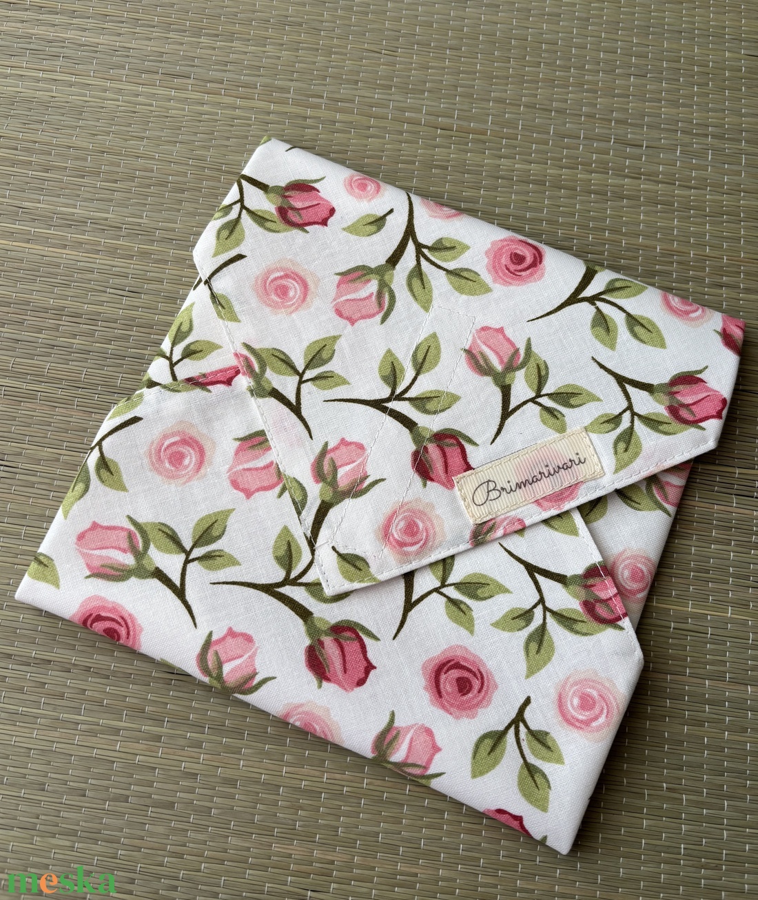 Rózsás  újraszalvéta - táska & tok - uzsonna- & ebéd tartó - szendvics csomagoló - Meska.hu