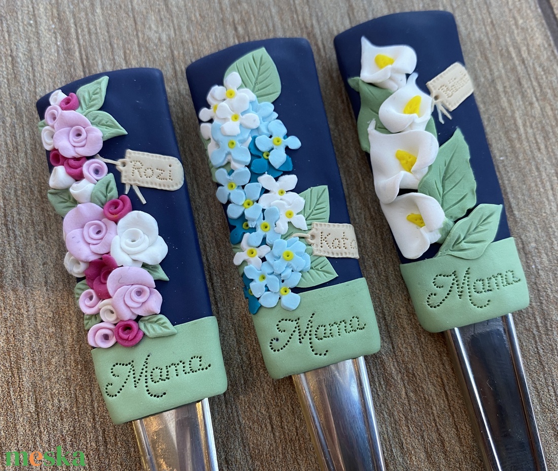 felnőtt méretű evőeszköz készlet -  virágok - otthon & életmód - konyhafelszerelés, tálalás - tálalás - kanál & villa - Meska.hu