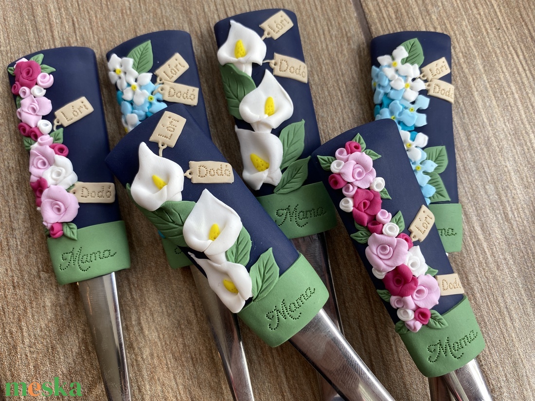 felnőtt méretű evőeszköz készlet -  virágok - otthon & életmód - konyhafelszerelés, tálalás - tálalás - kanál & villa - Meska.hu