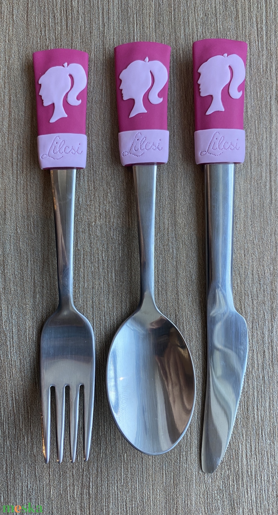 Gyerek evőeszköz szett - Barbie - otthon & életmód - konyhafelszerelés, tálalás - tálalás - kanál & villa - Meska.hu