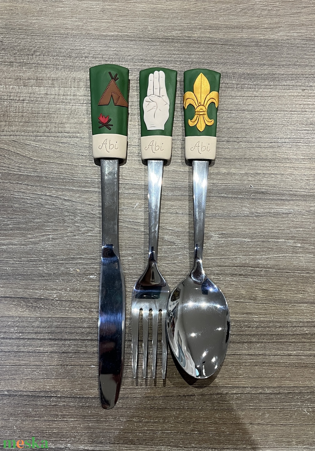 Felnőtt evőeszköz szett - cserkész - otthon & életmód - konyhafelszerelés, tálalás - tálalás - kanál & villa - Meska.hu