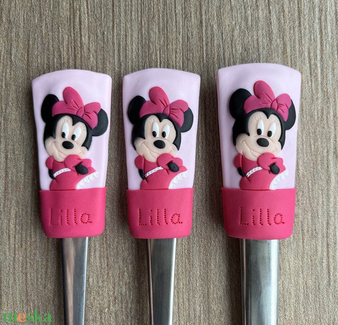 Gyerek evőeszköz szett - Minnie és Sky - otthon & életmód - konyhafelszerelés, tálalás - tálalás - kanál & villa - Meska.hu