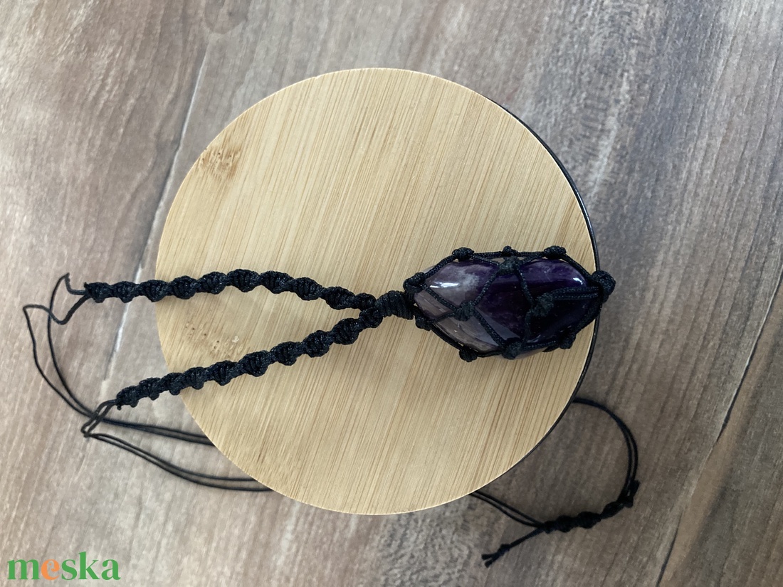 Ametiszt makramé nyaklánc - ékszer - ékszerszett - Meska.hu
