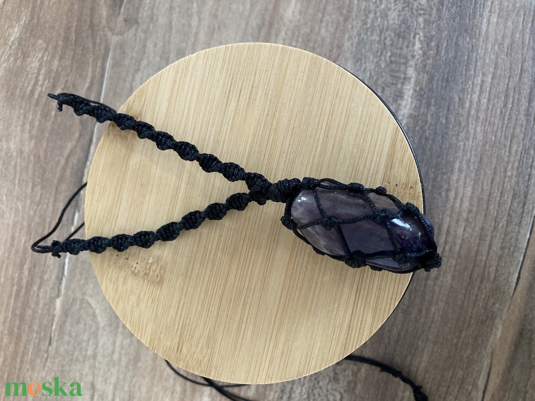 Ametiszt makramé nyaklánc - ékszer - ékszerszett - Meska.hu